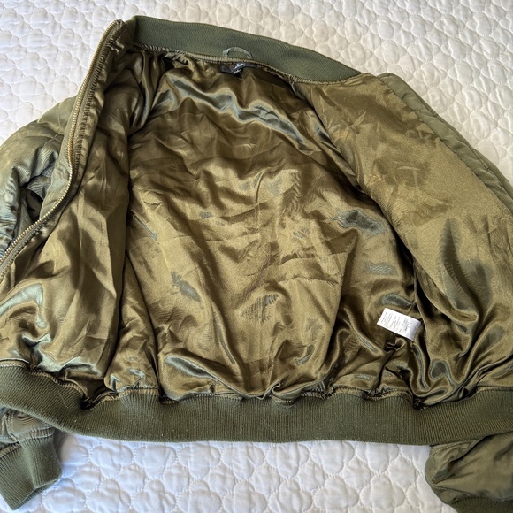 Lulus Military Style Bomber Jacker in Olive Size Small - Picture 5 of 5
